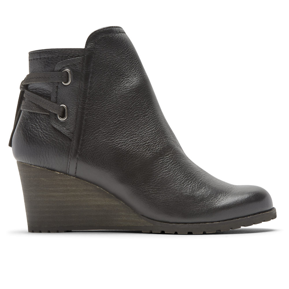 Botas Rockport Mulher Pretas - Cobb Hill Lucinda Back Tie - 31958VMDG